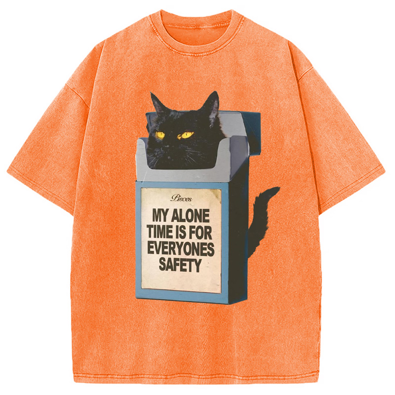 Modecanvas My Alone Time Is For Everyone Safety Meme Washed T-Shirt