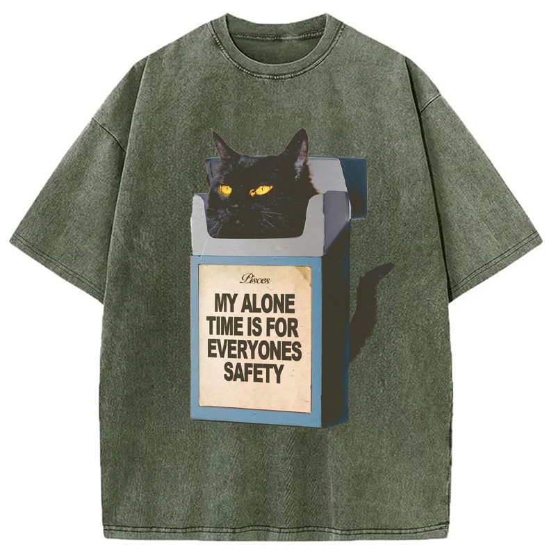 Modecanvas My Alone Time Is For Everyone Safety Meme Washed T-Shirt