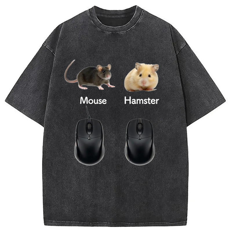 Modecanvas Mouse Hamster Meme Washed T-Shirt