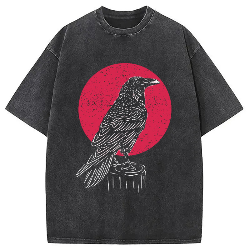 Modecanvas Viking Raven Crow Witchcraft Occult Pagan Washed T-Shirt