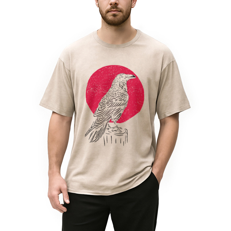 Modecanvas Viking Raven Crow Witchcraft Occult Pagan Washed T-Shirt