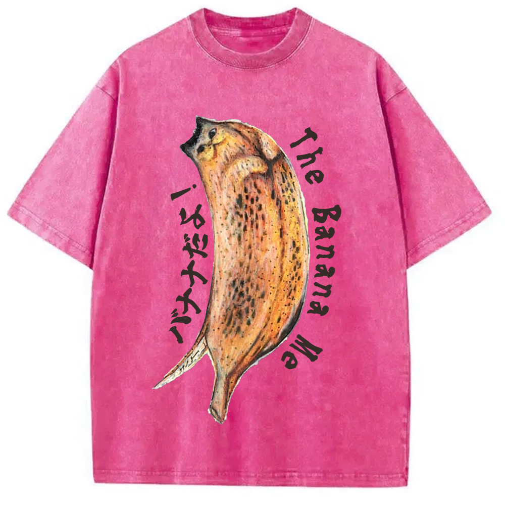 Modecanvas Banana Cat Drawing Washed T-Shirt