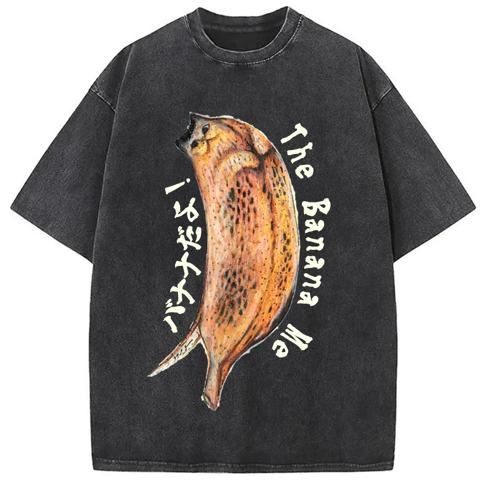 Modecanvas Banana Cat Drawing Washed T-Shirt