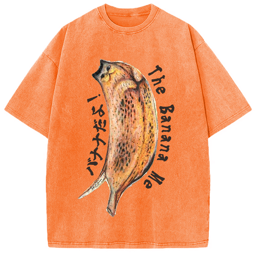 Modecanvas Banana Cat Drawing Washed T-Shirt