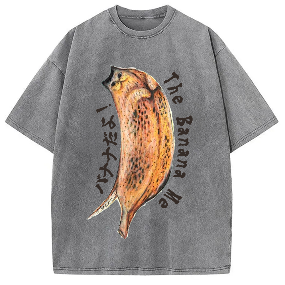 Modecanvas Banana Cat Drawing Washed T-Shirt