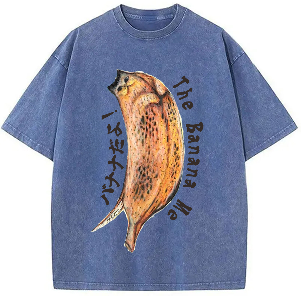 Modecanvas Banana Cat Drawing Washed T-Shirt
