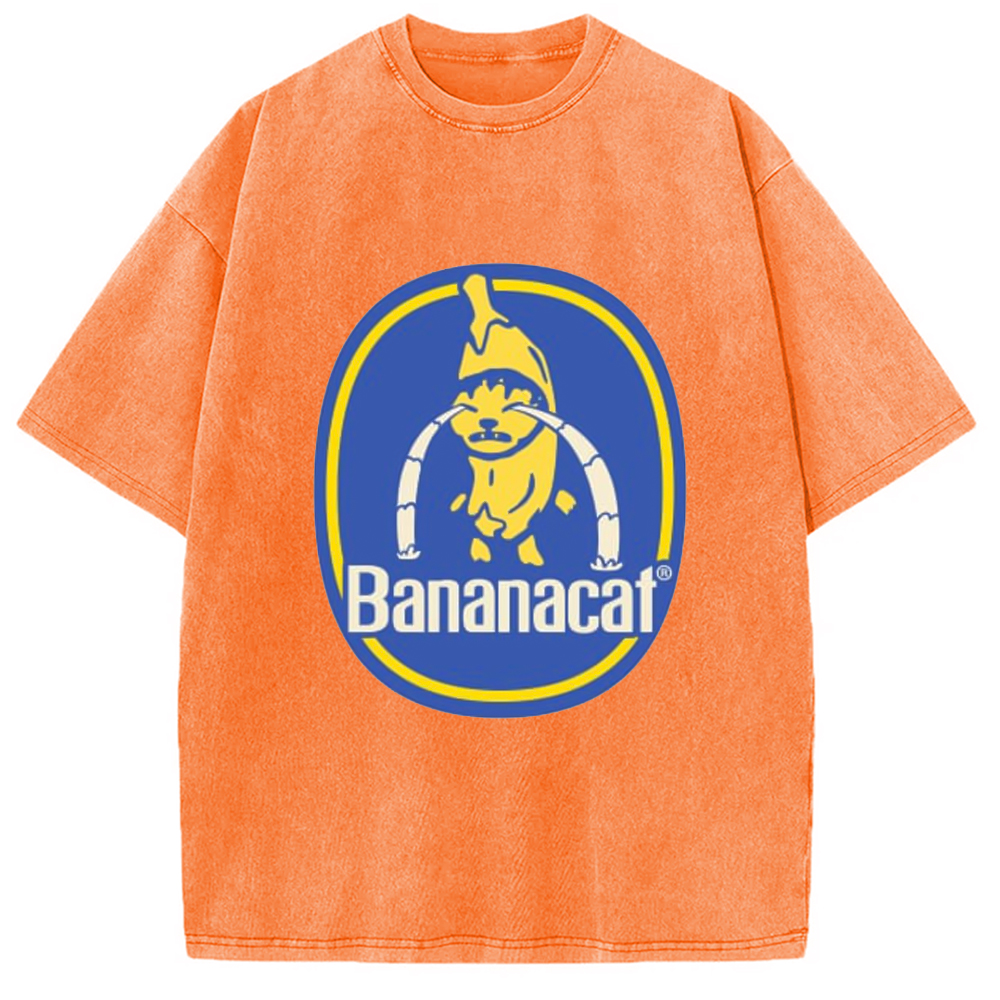 Modecanvas Sad Banana Cat Meme Washed T-Shirt
