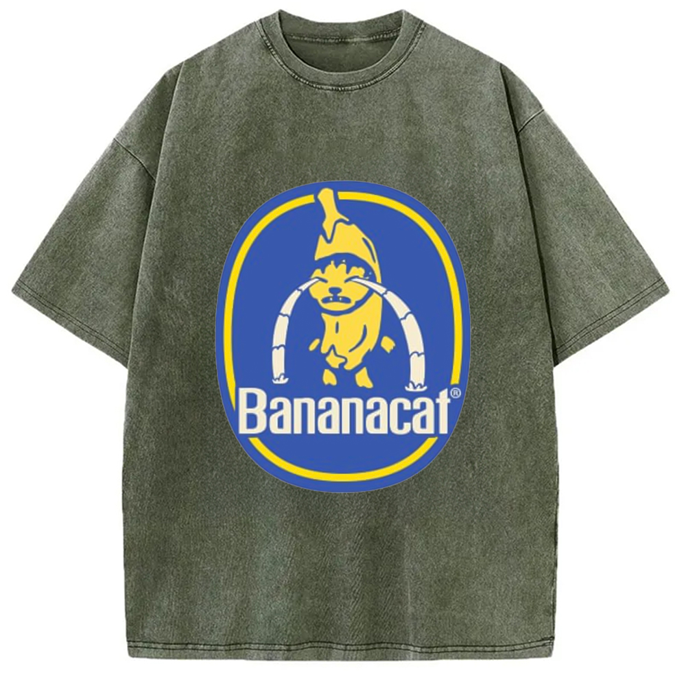 Modecanvas Sad Banana Cat Meme Washed T-Shirt