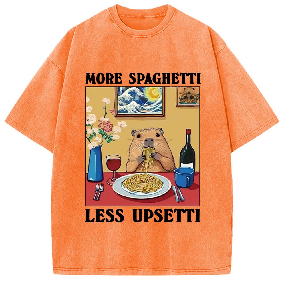 Modecanvas More Spaghetti Less Upsetti Capybara Washed T-Shirt