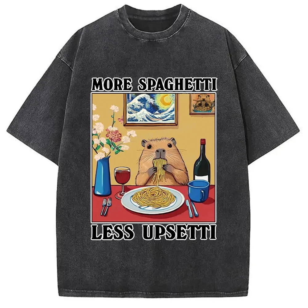 Modecanvas More Spaghetti Less Upsetti Capybara Washed T-Shirt