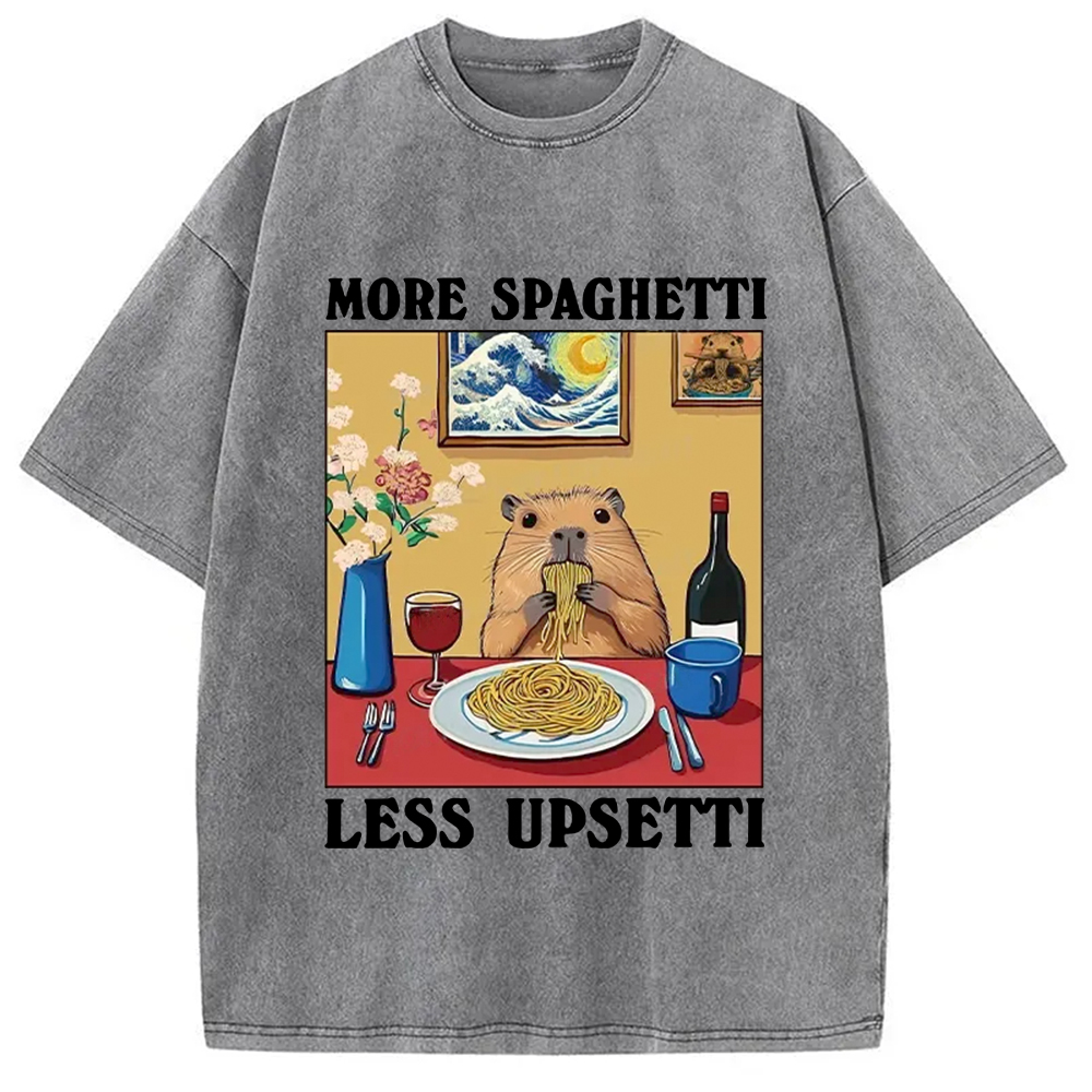 Modecanvas More Spaghetti Less Upsetti Capybara Washed T-Shirt