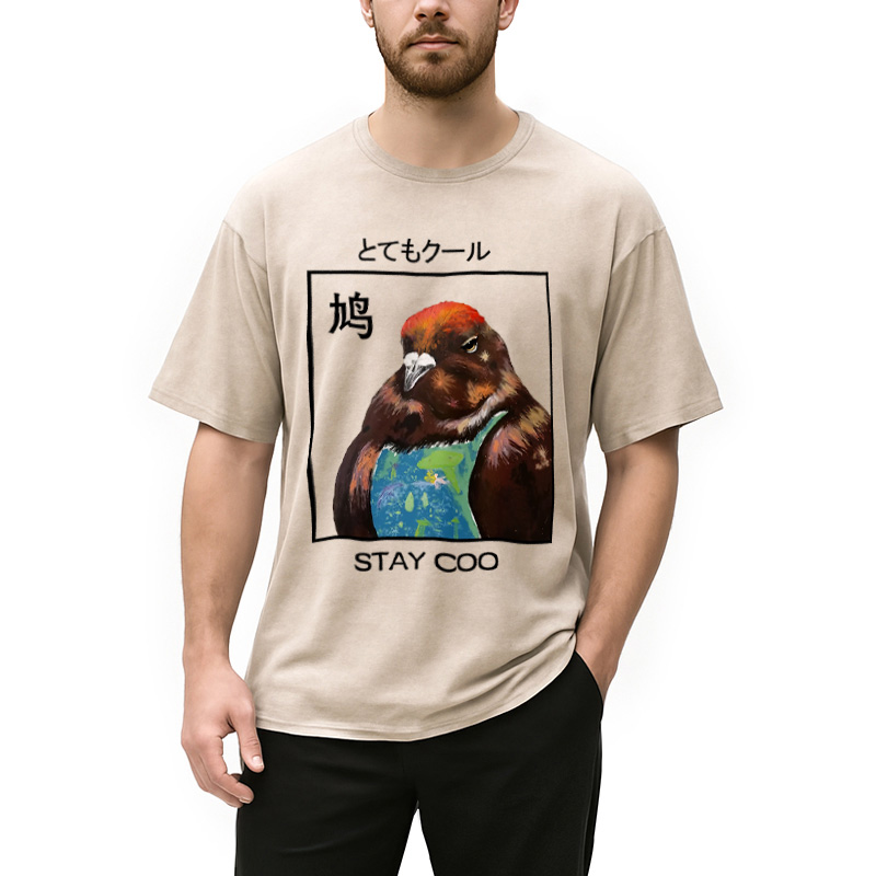 Modecanvas Stay Cool Pigeon Washed T-Shirt