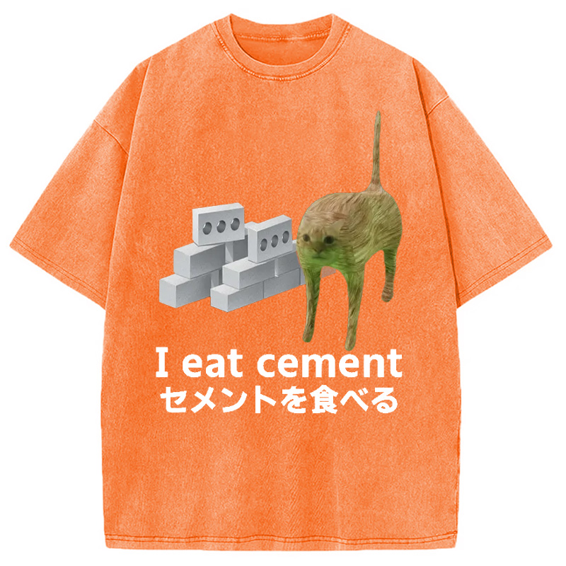 Modecanvas Cement Brick Cat Vintage Washed T-Shirt
