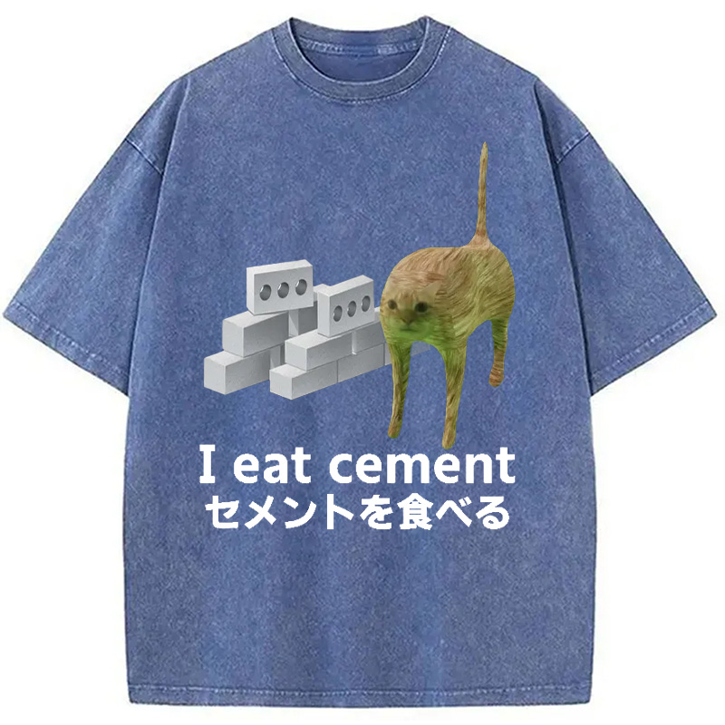 Modecanvas Cement Brick Cat Vintage Washed T-Shirt