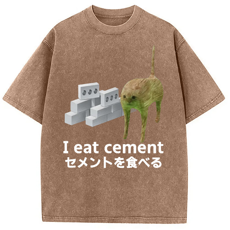 Modecanvas Cement Brick Cat Vintage Washed T-Shirt