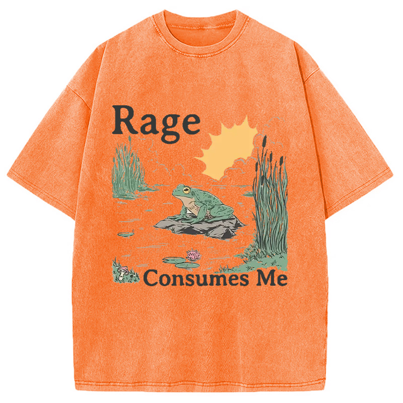 Modecanvas Rage Consumes Me Frog Pond Washed T-Shirt-modecanvas