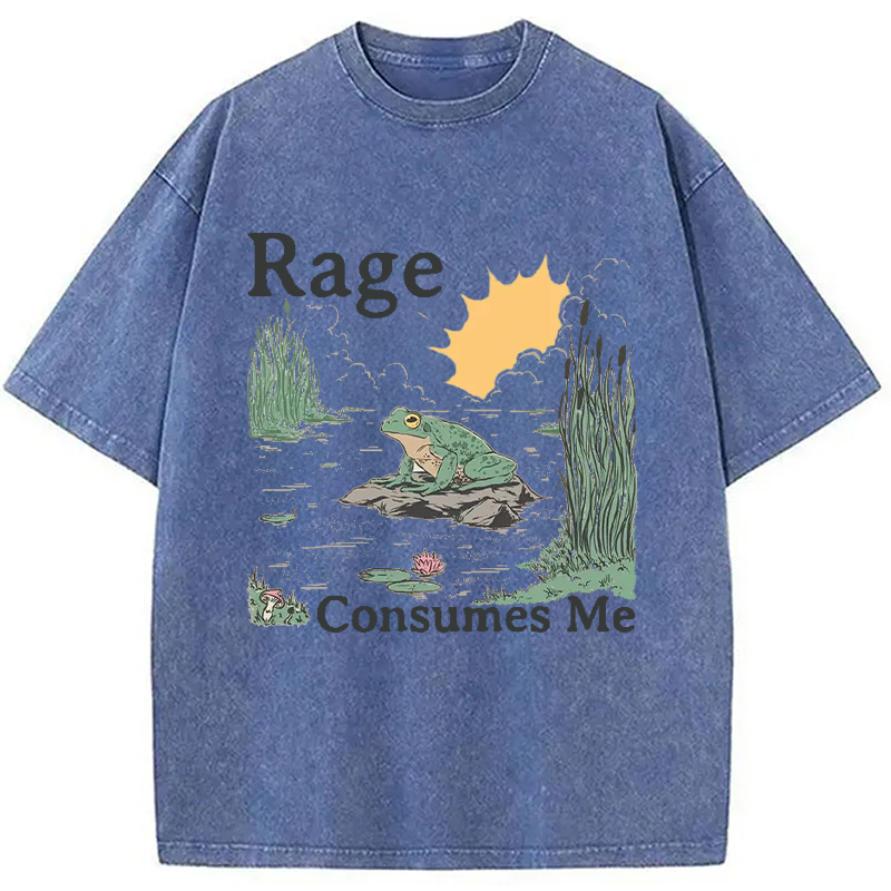 Modecanvas Rage Consumes Me Frog Pond Washed T-Shirt-modecanvas