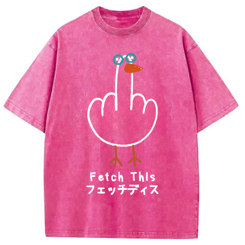 Modecanvas Funny Middle Finger Goose Washed T-Shirt-modecanvas