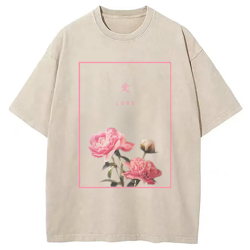 Modecanvas Blooming Love Washed T-Shirt
