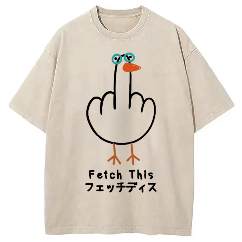 Modecanvas Funny Middle Finger Goose Washed T-Shirt-modecanvas