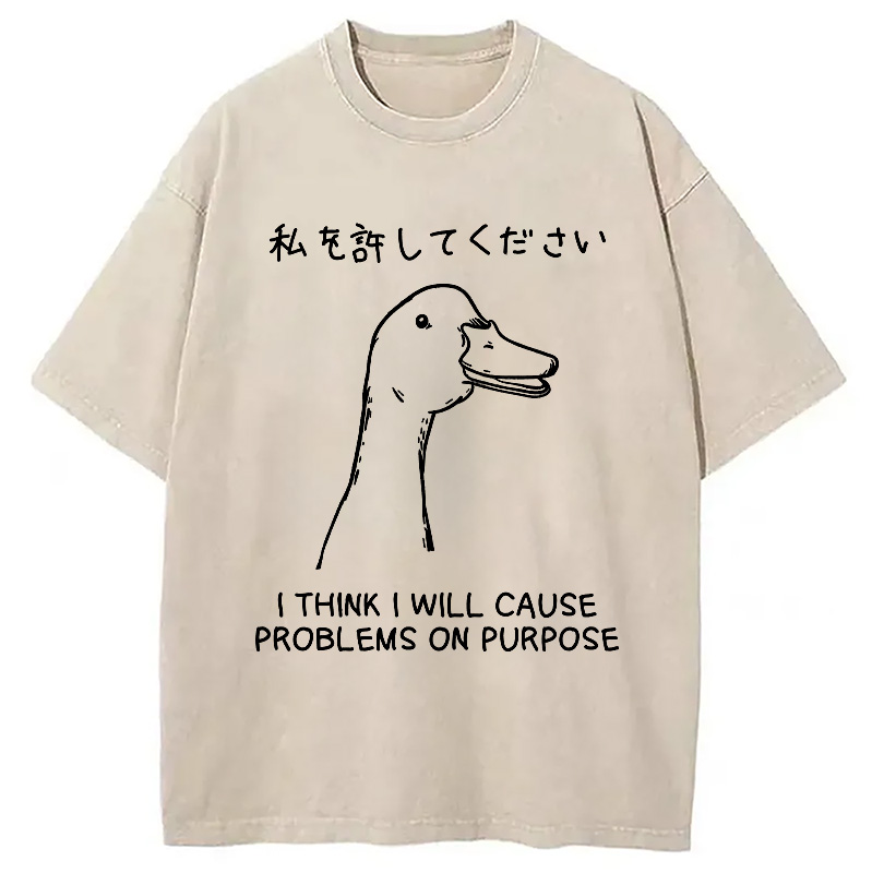 Modecanvas Stupid Goose Funny Japan Washed T-Shirt