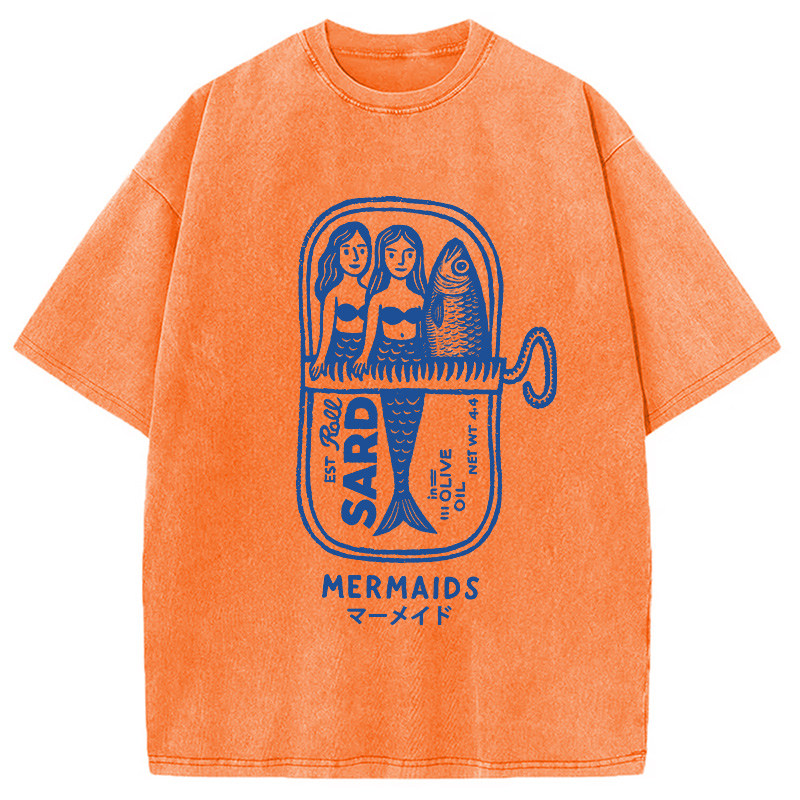 Modecanvas Mermaid Can Washed T-Shirt-modecanvas