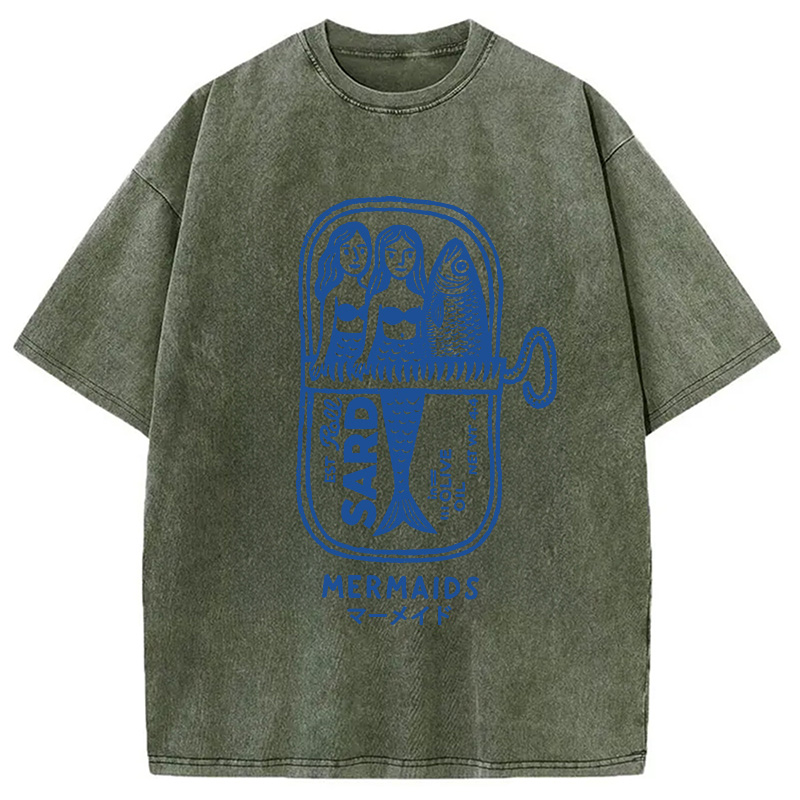 Modecanvas Mermaid Can Washed T-Shirt-modecanvas