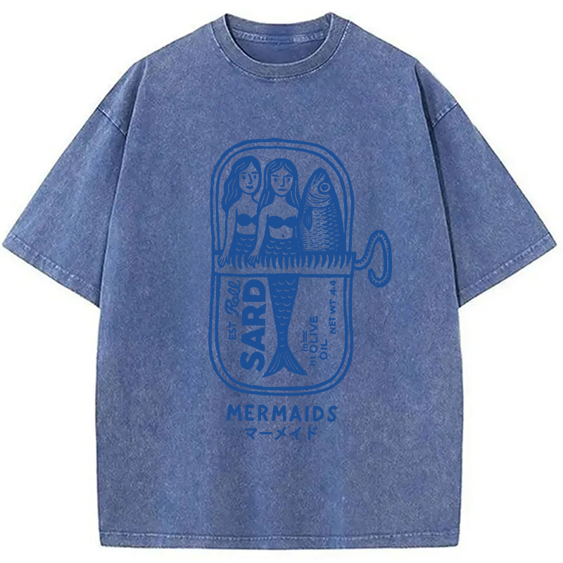 Modecanvas Mermaid Can Washed T-Shirt-modecanvas