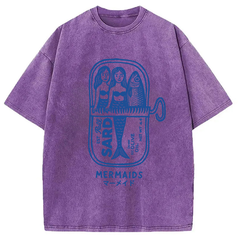 Modecanvas Mermaid Can Washed T-Shirt-modecanvas