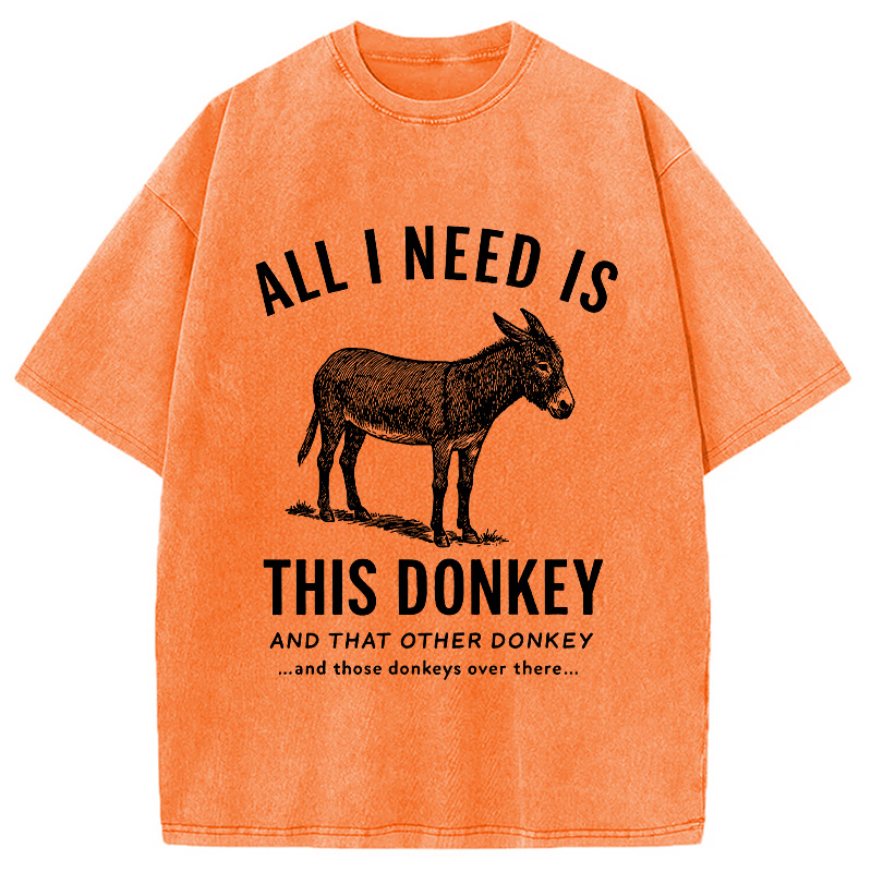 Modecanvas I Need All The Donkeys Washed T-Shirt