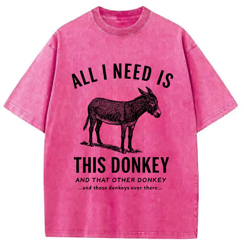 Modecanvas I Need All The Donkeys Washed T-Shirt