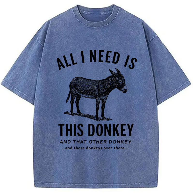 Modecanvas I Need All The Donkeys Washed T-Shirt