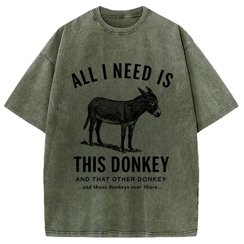 Modecanvas I Need All The Donkeys Washed T-Shirt