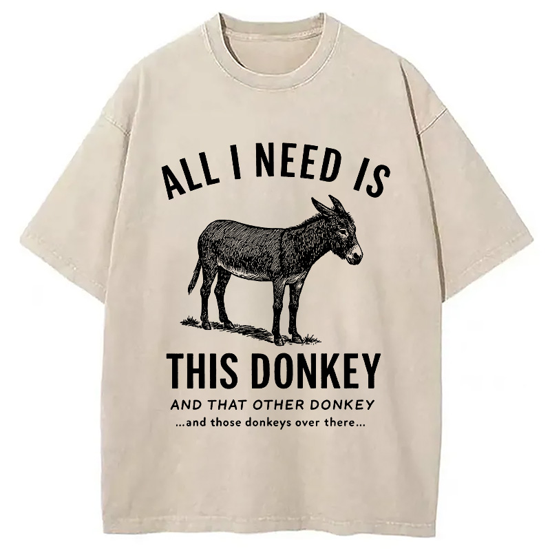 Modecanvas I Need All The Donkeys Washed T-Shirt