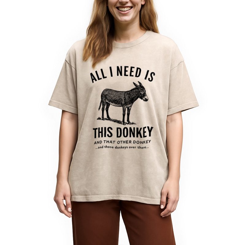 Modecanvas I Need All The Donkeys Washed T-Shirt