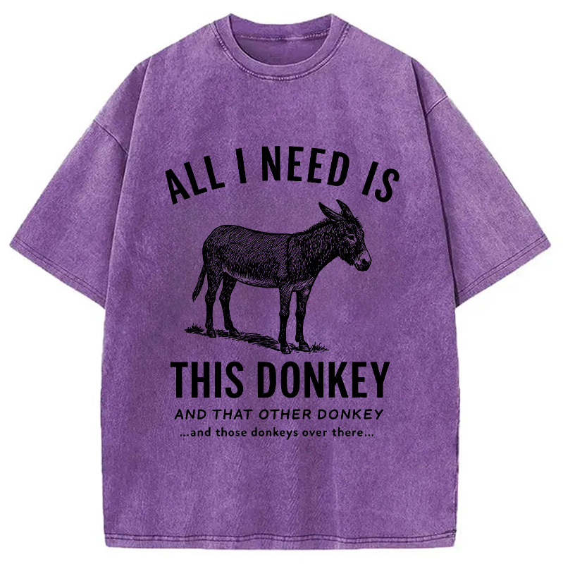 Modecanvas I Need All The Donkeys Washed T-Shirt