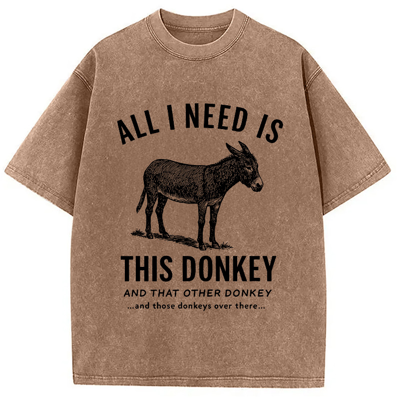 Modecanvas I Need All The Donkeys Washed T-Shirt