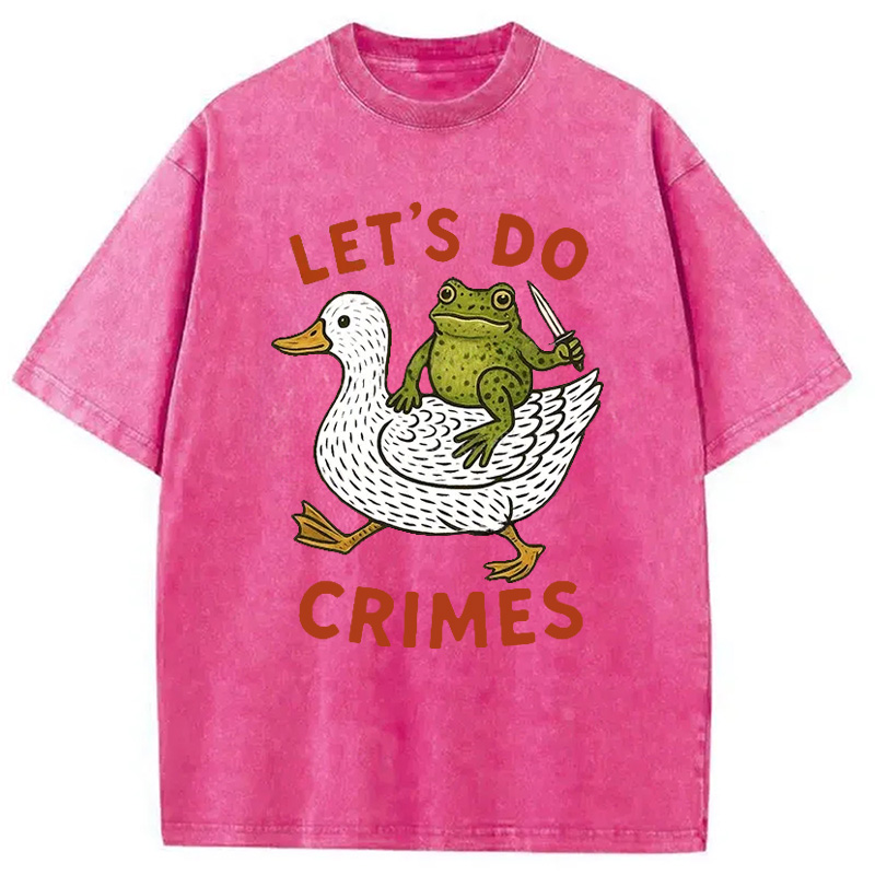 Modecanvas Frog Ready To Commit Crime Washed T-Shirt