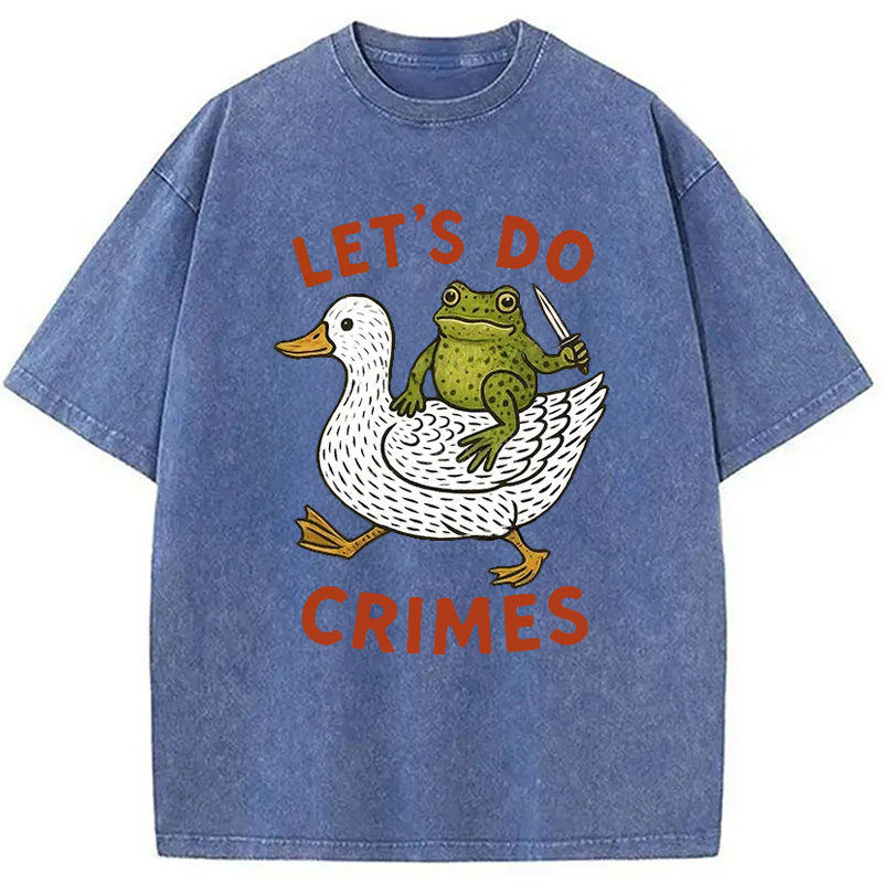 Modecanvas Frog Ready To Commit Crime Washed T-Shirt