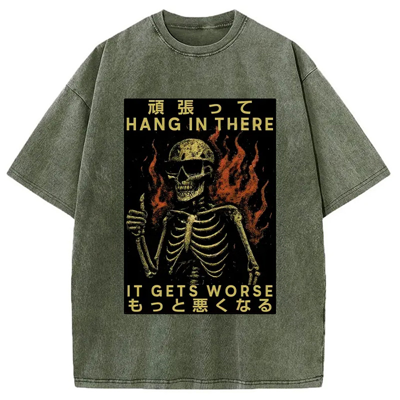 Modecanvas Skeletons Who Encourage Others DTG Printing Washed T-Shirt-modecanvas