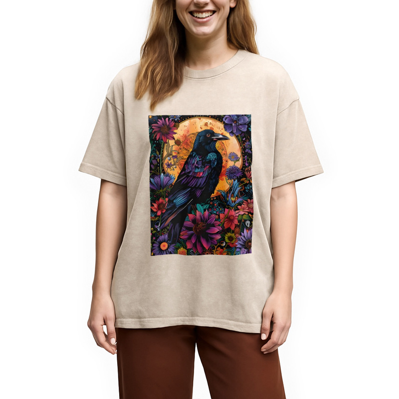 Modecanvas Mandala Crow Washed T-Shirt
