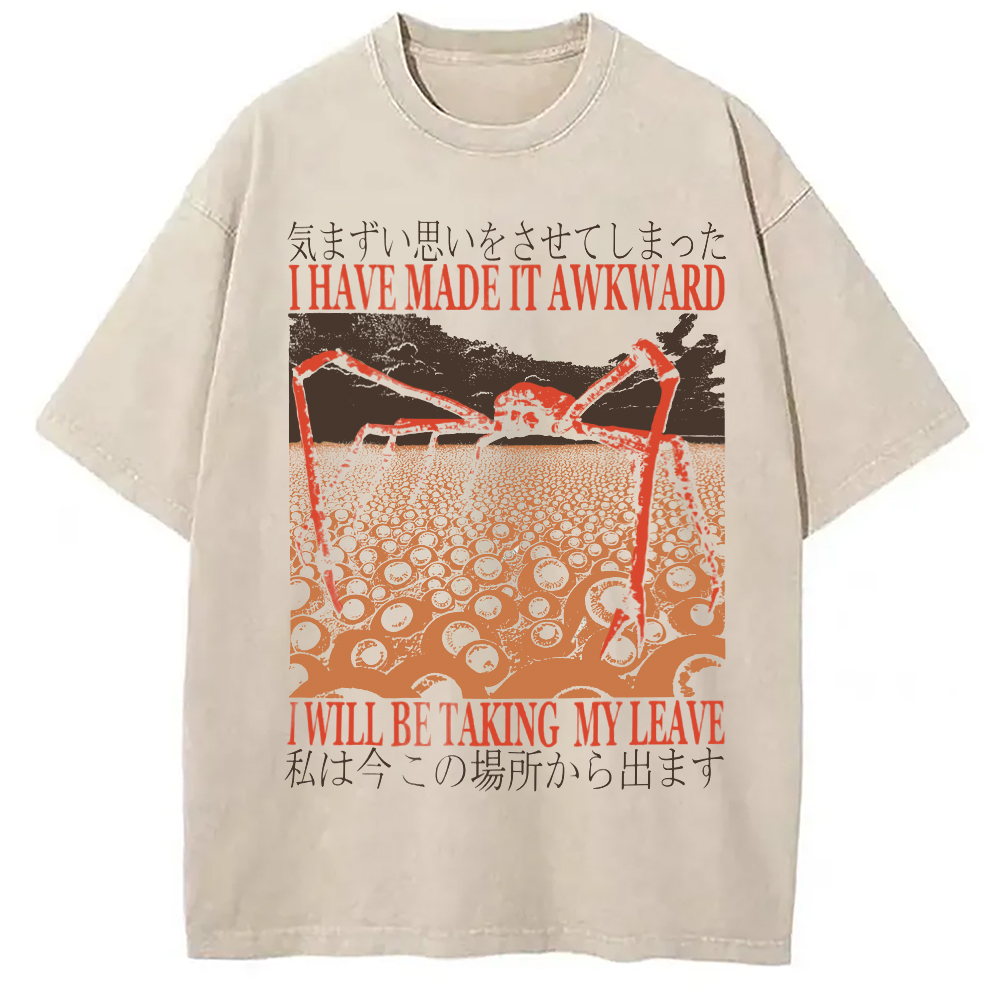 Modecanvas I Have Made It Awkward Vintage Washed T-Shirt-modecanvas