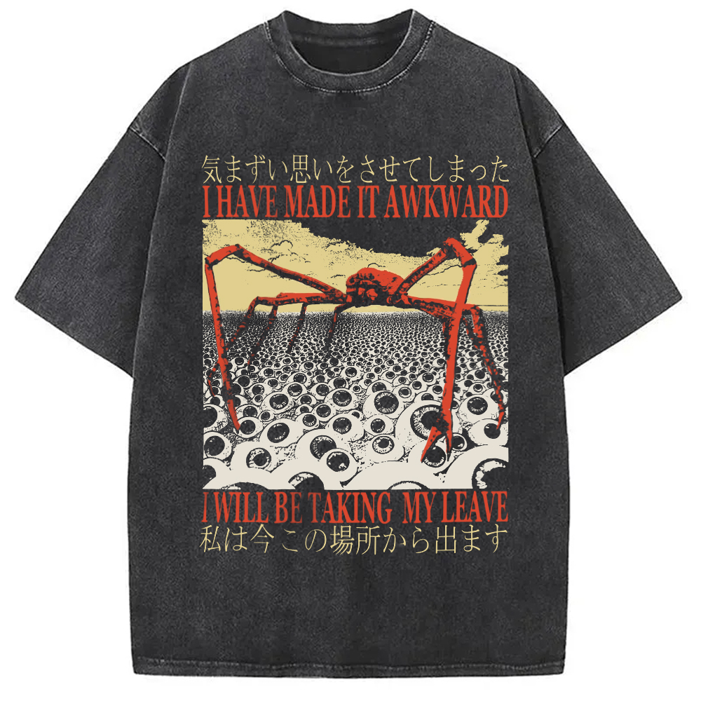 Modecanvas I Have Made It Awkward Vintage Washed T-Shirt-modecanvas