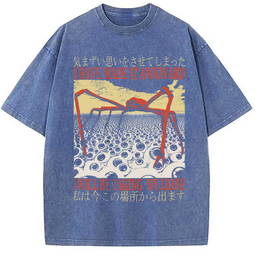 Modecanvas I Have Made It Awkward Vintage Washed T-Shirt-modecanvas
