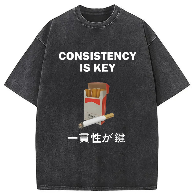 Modecanvas Consistency Is Key Cigarette Washed T-Shirt