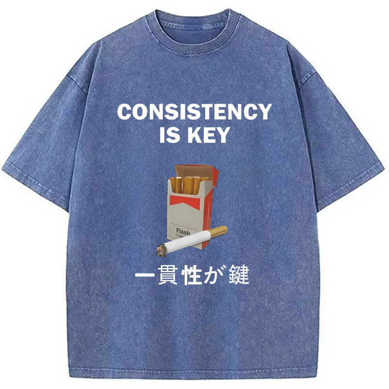 Modecanvas Consistency Is Key Cigarette Washed T-Shirt