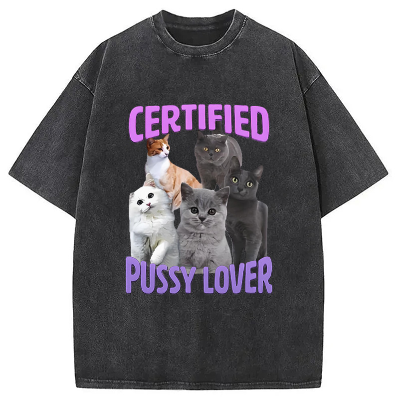 Modecanvas Certified Pussy Lover Washed T-Shirt