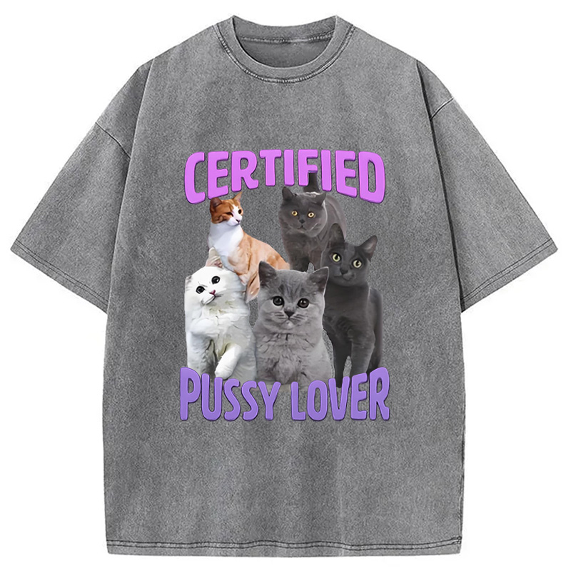 Modecanvas Certified Pussy Lover Washed T-Shirt