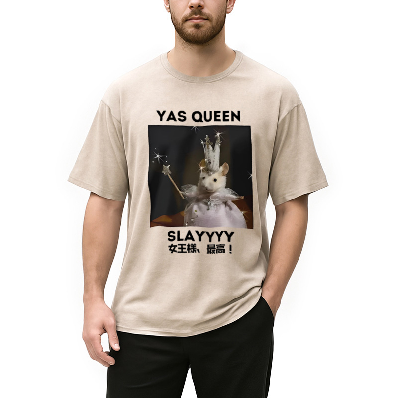 Modecanvas Yasss Queen Slay Meme Washed T-Shirt