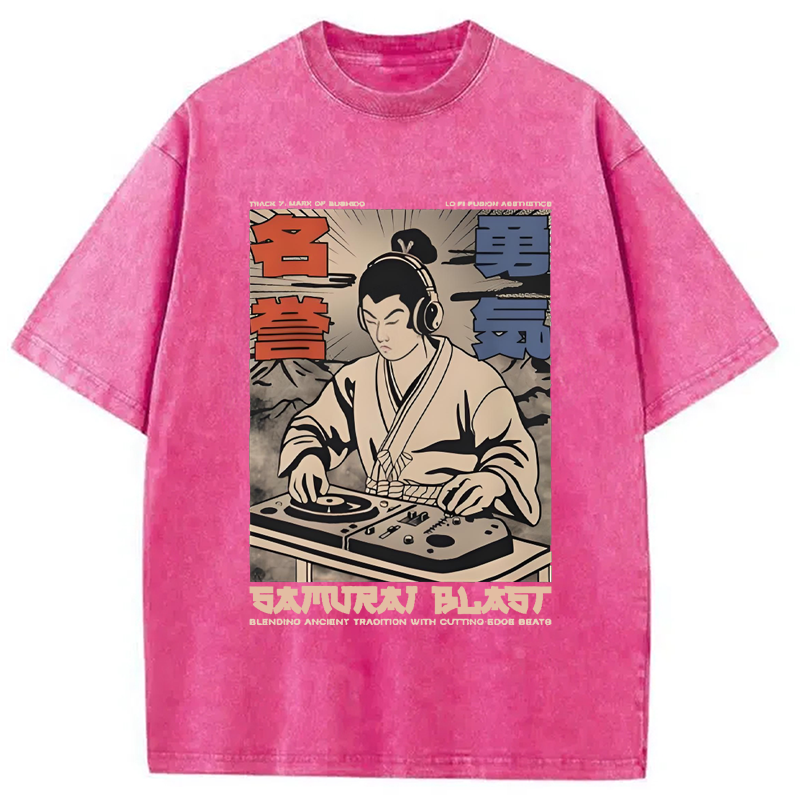 Modecanvas Samurai DJ Japanese Washed T-Shirt
